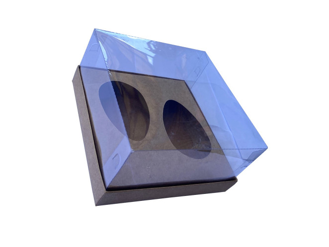 Caixa para Ovo de Colher 2x100/150gr 17x17x9 KRAFT Corpo PET Com 10