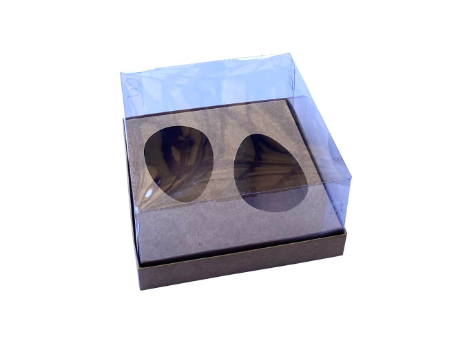 Caixa para Ovo de Colher 2x100/150gr 17x17x9 KRAFT Corpo PET Com 10
