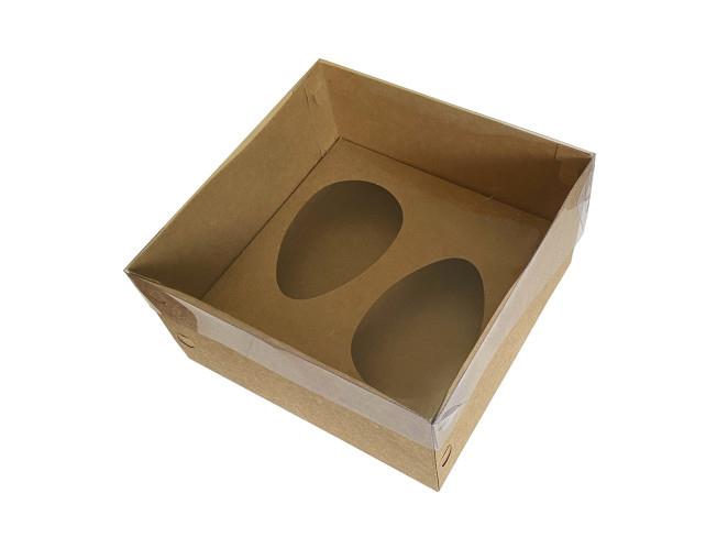 Caixa para Ovo de Colher 2x100/150gr 17x17x9 KRAFT Tampa PET Com 10