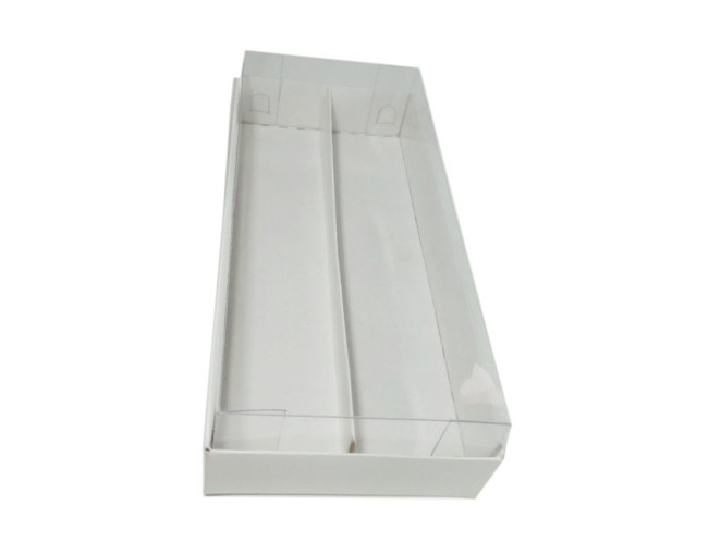 Caixa para 20  Macaron com Berço 21x9,5x4,5 BRANCO Corpo PET com 10