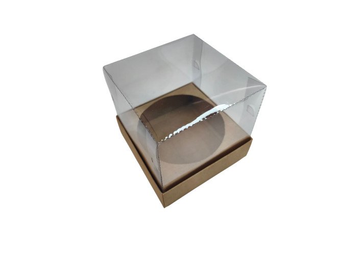 Caixa para Panetone 250gr 12x12x12 KRAFT Com Berço Corpo PET Com 10