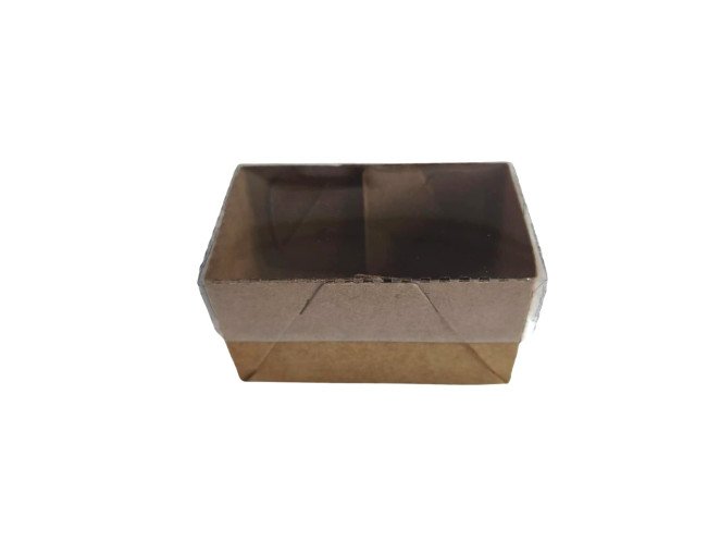 Caixa para 02 Doces KRAFT Tampa PET 7,5x4,5x4 Com 10