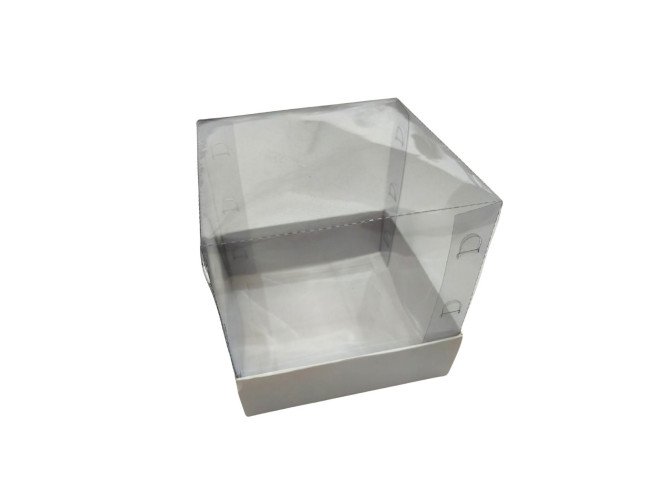 Embalagem para Mini Bolo 15X15X18 BRANCO Corpo PET com 05 Embalagem para Mini Bolo 15X15X18 BRANCO Corpo PET com 05