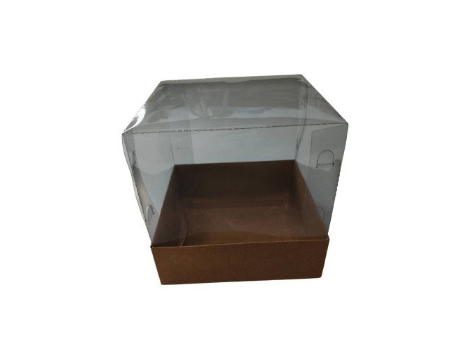 Caixa para Bolo Pequeno 15x15x15 KRAFT Corpo PET Com 10 Caixa para Bolo Pequeno 15x15x15 KRAFT Corpo PET Com 10