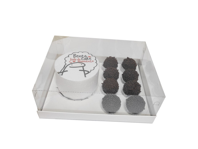 Caixa para Bolo Bento Cake e Doces 24x18,5x9 BRANCO Corpo PET Com 05