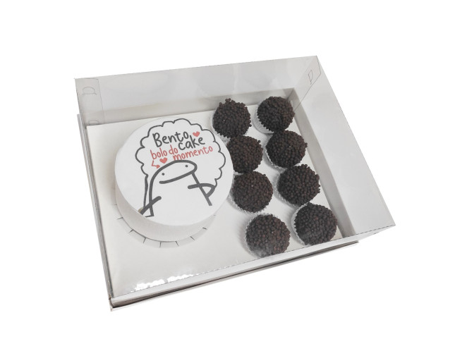Caixa para Bolo Bento Cake e Doces 24x18,5x9 BRANCO Corpo PET Com 05