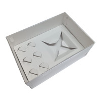 Caixa para Mini Bolo e Doces 22x15,5x9 BRANCO Tampa PET Com 10
