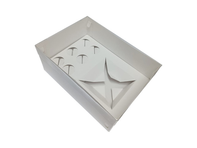Caixa para Mini Bolo e Doces 22x15,5x9 BRANCO Tampa PET Com 10