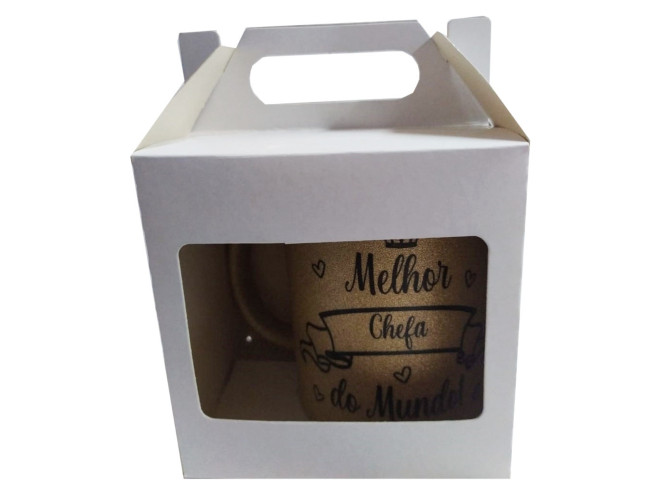 Caixa para caneca 11x9,5x11 BRANCO Alça Trapézio com 50