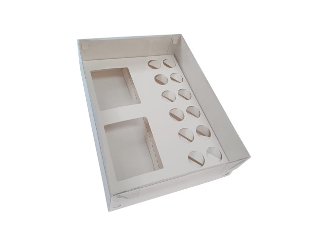 Caixa para Duas Canecas e Doces 30x22x9 BRANCO TAMPA PET Com 05