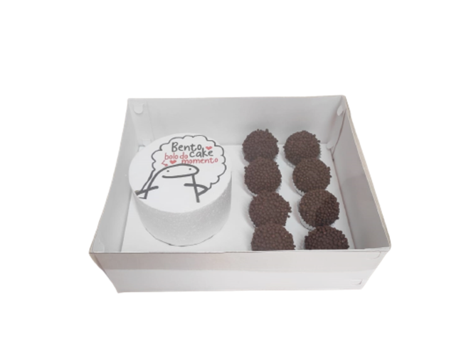Caixa para Bolo Bento Cake e Doces 24x18,5x9 BRANCO Tampa PET Com 10