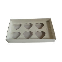 Caixa para Coração de Colher 6x80gr 27x15x5 BRANCO Tampa PET Com 10