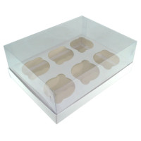 Caixa para 06 Cup Cake Padrão 24x18,5x9 BRANCO Corpo PET com 05