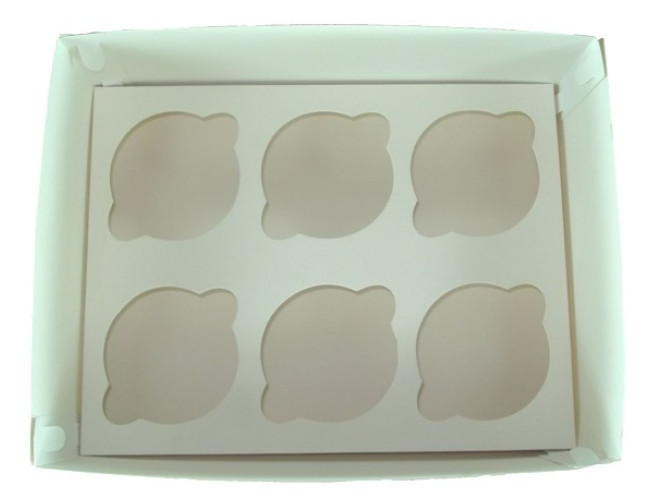 Caixa para Transporte de 06 Cup Cake Padrão 24X18,5X9 BRANCO Com 10