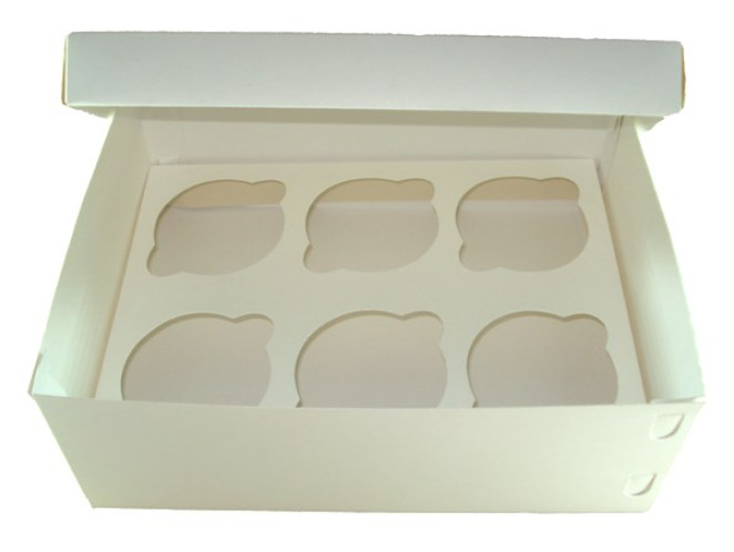 Caixa para Transporte de 06 Cup Cake Padrão 24X18,5X9 BRANCO Com 10