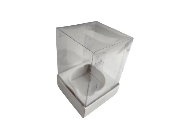 Caixa para Cupcake Alto 8x8x12 BRANCO Corpo PET Com 10