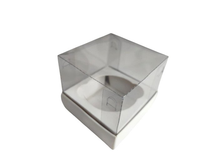 Caixa para Mini Cup Cake 6x6x6 BRANCO Corpo PET Com 10
