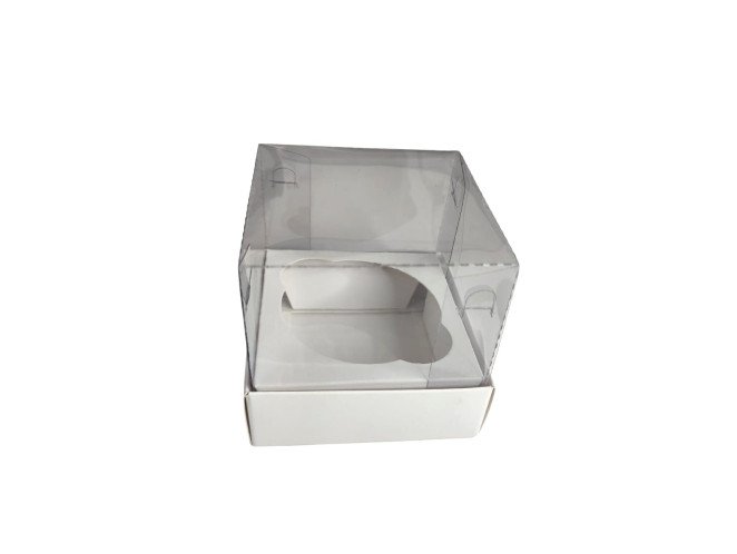 Caixa para Mini Cup Cake 6x6x6 BRANCO Corpo PET Com 10