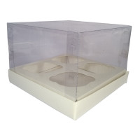 Caixa para 04 Cupcake Alto 17x17x12 BRANCO Corpo PET Com 10