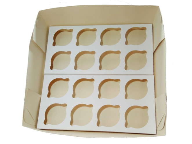 Caixa para Transporte 16 Cupcake Padrão 35x35x10 BRANCO Com 05