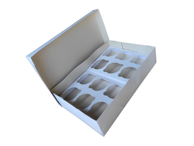 Caixa para Transporte 12 Cupcake Padrão 37x24x8 BRANCO Com 05