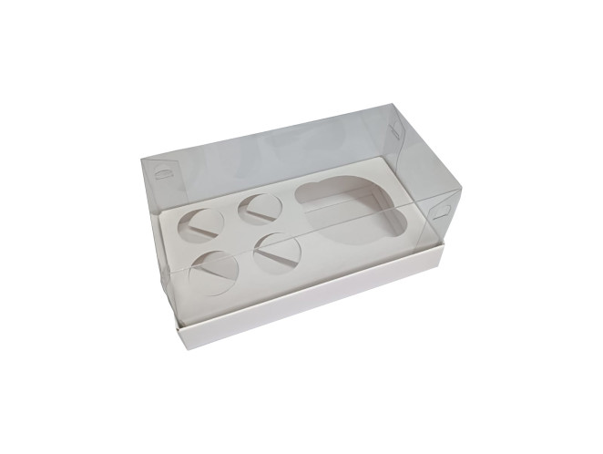 Caixa para Cup Cake e Doces 17x8,5x8 BRANCO Corpo PET com 10