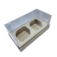 Caixa para 02 Cup Cake Padrão 17x8,5x8 BRANCO Corpo PET com 10