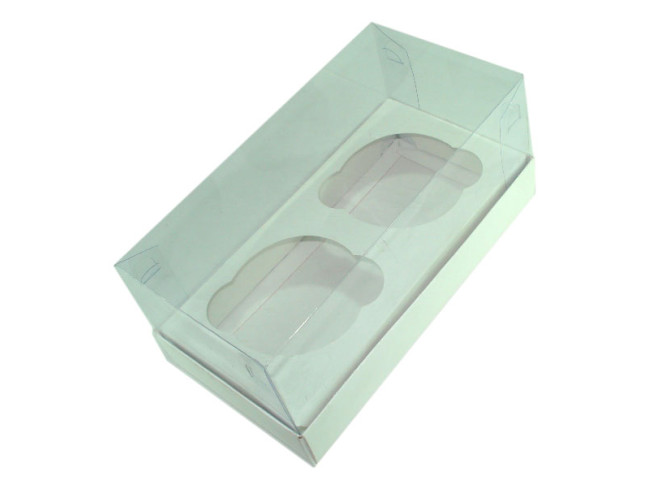 Caixa para 02 Cup Cake Padrão 17x8,5x8 BRANCO Corpo PET com 10