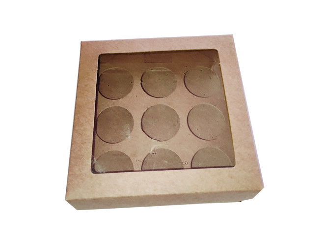 Caixa para 09 Doces 11,5x11,5x4,5 KRAFT Com Berço Com 10