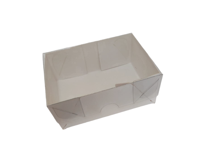 Caixa para Doces 11x8x4,5 BRANCO Tampa PET Com 10