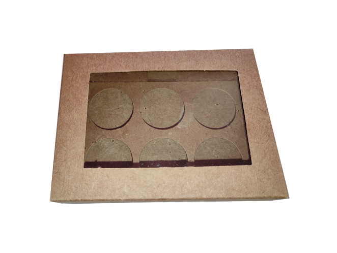 Caixa para 06 Doces 11x8x4,5 KRAFT Visor PET Com Berço C/ 10 