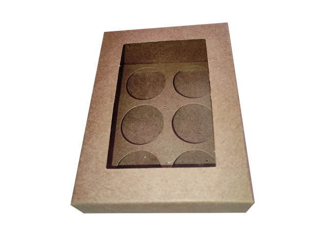 Caixa para 06 Doces 11x8x4,5 KRAFT Visor PET Com Berço C/ 10 