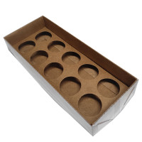 Caixa para 10 Doces 20,6x8,3x3,5 KRAFT com Berço Tampa PET C/10