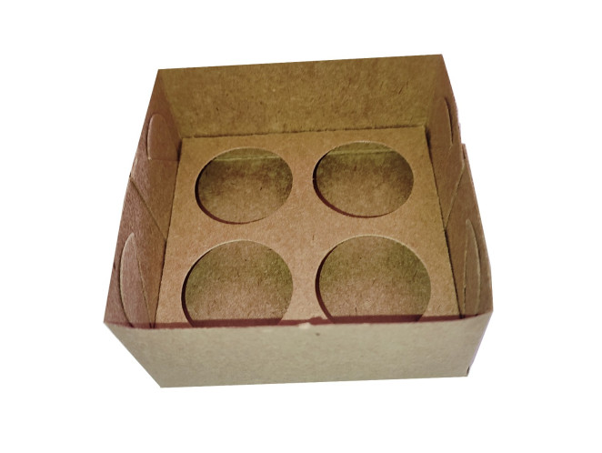 Caixa para 04 Doces Com Berço KRAFT Tampa Pet 8x8x4  Com 10