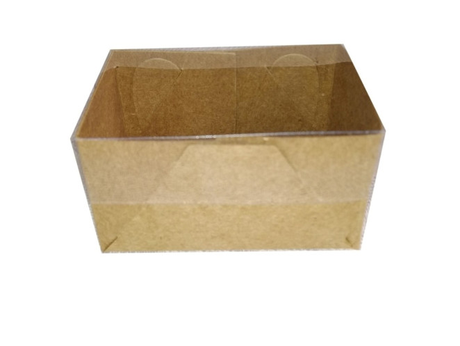 Caixa para 02 Doces KRAFT Tampa PET 7,5x4,5x4  Com 10