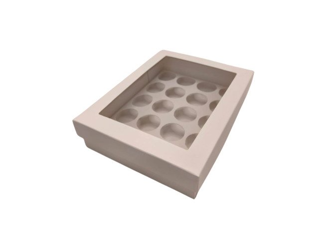 Caixa para 20 Doces Visor PET Com Berço 19,5x15x4,5 BRANCO Com 10