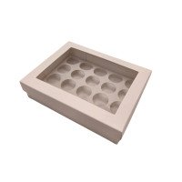 Caixa para 20 Doces Visor PET Com Berço 19,5x15x4,5 BRANCO Com 10