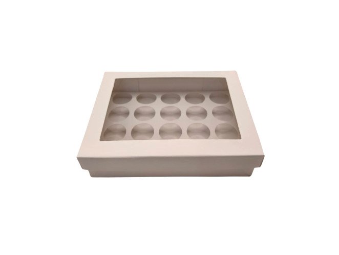 Caixa para 20 Doces Visor PET Com Berço 19,5x15x4,5 BRANCO Com 10