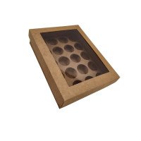 Caixa para 20 Doces Visor PET Com Berço 19,5x15x4,5 KRAFT Com 10