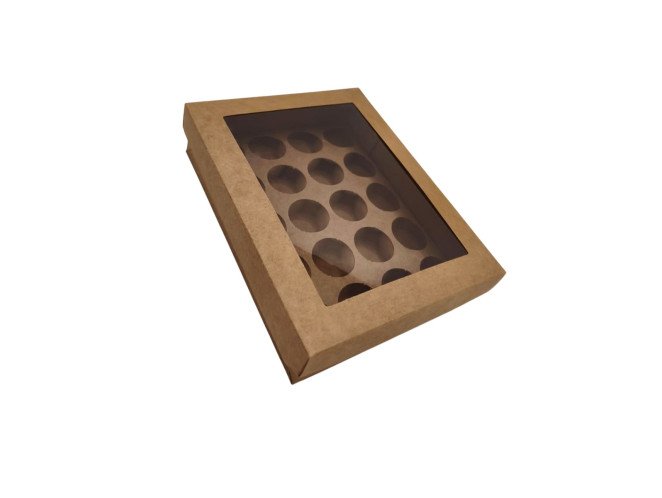 Caixa para 20 Doces Visor PET Com Berço 19,5x15x4,5 KRAFT Com 10 Caixa para 20 Doces Visor PET Com Berço 19,5x15x4,5 KRAFT Com 10
