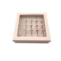 Caixa para 25 Doces BRANCO com Berço Visor PET 19x19x5 com 10