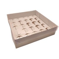 Caixa para 25 Doces BRANCO Tampa PET com Berço 19x19x5 com 10
