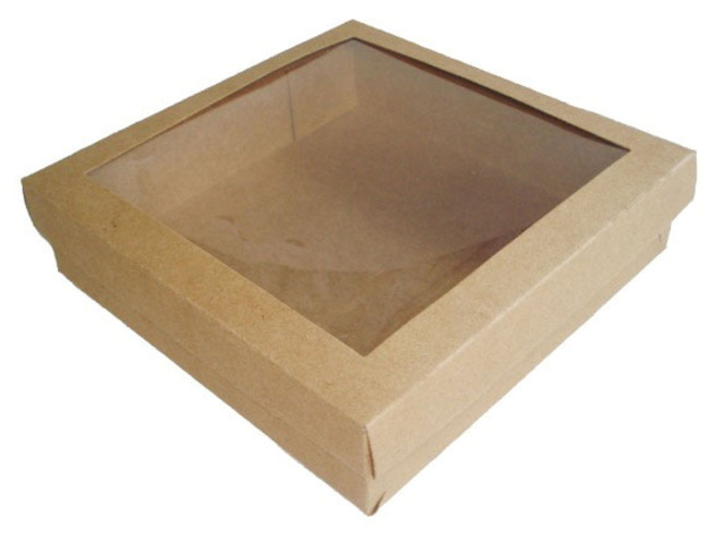 Caixa para Presente KRAFT Visor PET 15,5x15,5x4 Com 10