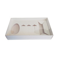 Caixa Mini Confeiteiro Ovo 100/150gr 27x15x5 BRANCO Tampa PET Com 10