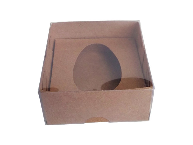 Caixa para Ovo de Colher 50gr 8x8x4 KRAFT Tampa PET Com 10