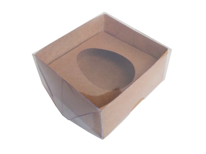 Caixa para Ovo de Colher 50gr 8x8x4 KRAFT Tampa PET Com 10