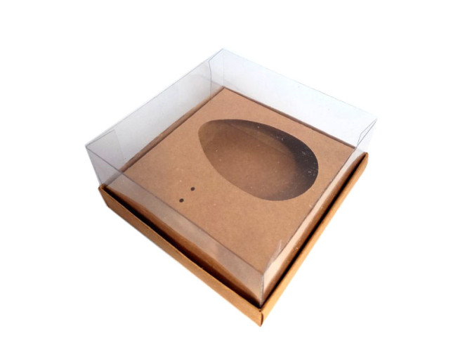 Caixa para Ovo de Colher 100/150gr 13,5x13,5x6 KRAFT Corpo PET Com 10
