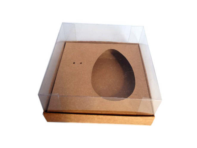 Caixa para Ovo de Colher 100/150gr 13,5x13,5x6 KRAFT Corpo PET Com 10