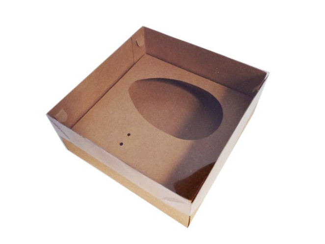 Caixa para Ovo de Colher 100/150gr 13,5x13,5x6 KRAFT Tampa PET Com 10