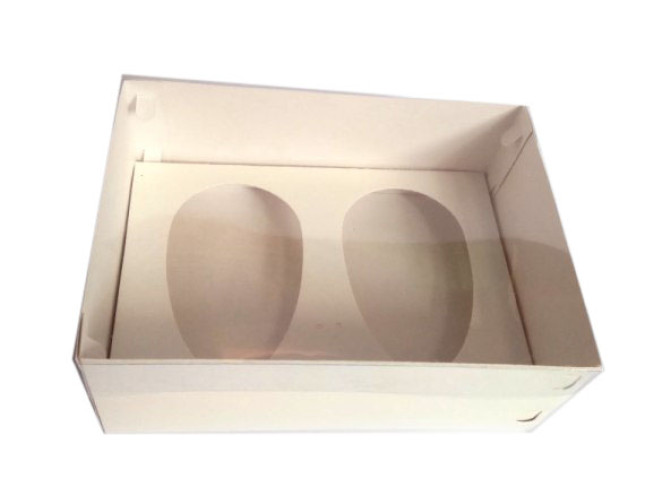 Caixa para Ovo de Colher 2x250gr 22x15,5x9 BRANCO Tampa PET Com 10